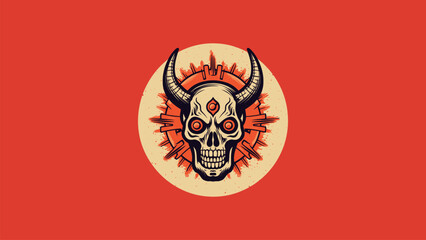 Diabolic Eclipse: Horned Skull and Sunburst