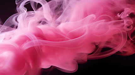 Wispy Pink Smoke Flowing on Black Background - Generative AI