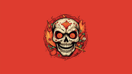 Skeletal Inferno: The Flaming Skull of Harvest