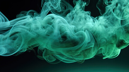 Wispy Turquoise Smoke Flowing on Black Background - Generative AI