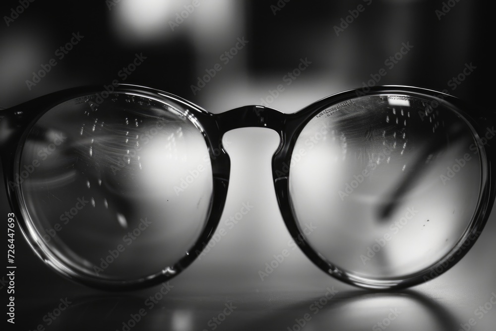 Aufkleber glasses sitting on top of a table. suitable for various concepts and themes