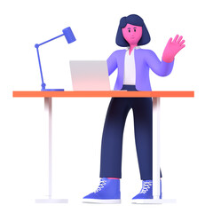 Female Work on Workingspace business Pose 3D