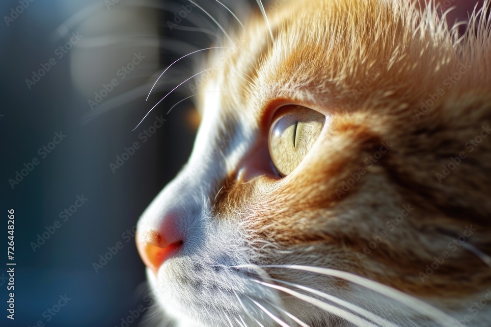Aufkleber a close-up photograph of a cat's face with a blurred background. this image can be used for various 