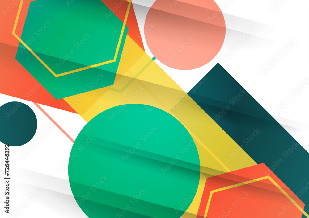 Poster abstract background from geometric shapes of circles, rectangles, hexagons. element for business bro