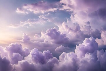 Dreamy close-up of soft lavender clouds with subtle hints of silver, creating a serene and celestial ambiance in the twilight sky.