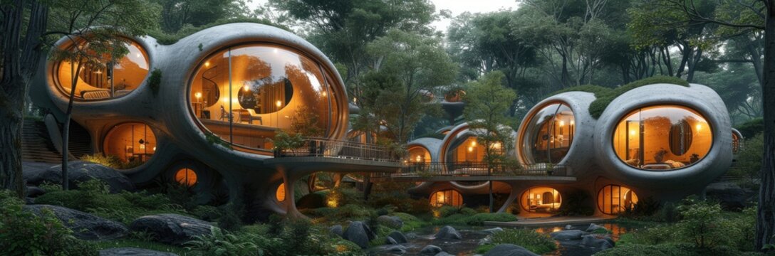Organic hive structures serving as urban housing 