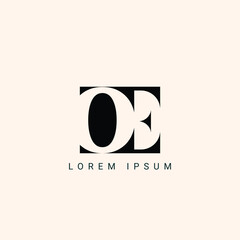 Alphabet letters monogram icon logo OE or EO