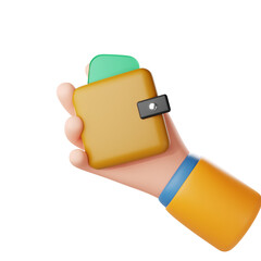 Holding Wallet Hand Gesture 3d Icon Illustration