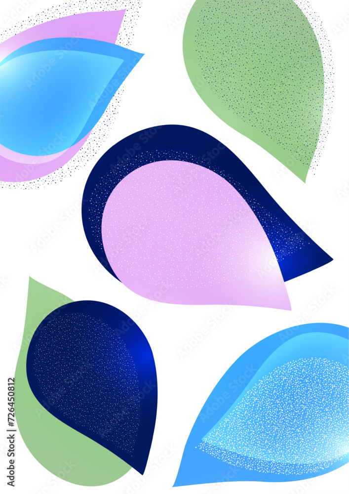 Poster abstract colored dynamic figures. drop-shaped petals. beautiful shapes and colors. template for your