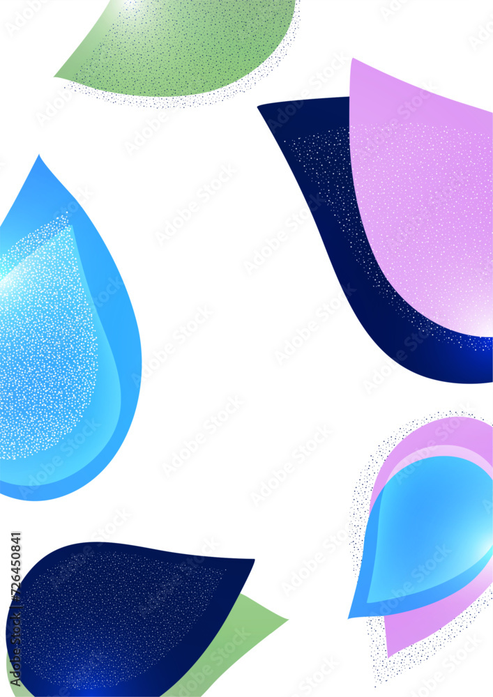 Poster abstract colored dynamic figures. drop-shaped petals. beautiful shapes and colors. template for your