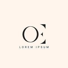 Alphabet letters monogram icon logo OE or EO