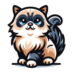 Cute adorable cat cartoon character vector illustration, funny kitty flat design template isolated on white background