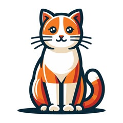 Obraz premium Cute adorable cat cartoon character vector illustration, funny kitty flat design template isolated on white background