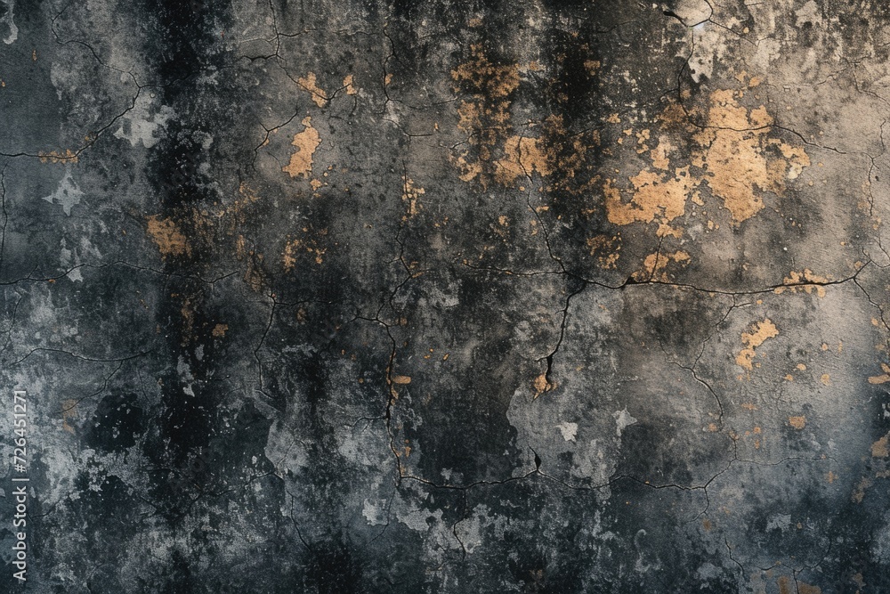 Aufkleber a picture of a wall painted in black and gold with peeling paint. this image can be used to depict u