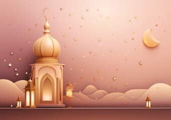 Fototapeta na wymiar Ramadan kareem arabic golden banner design template. golden arabic ramadan banner with crescent moon
