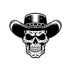 Cowboy skull with hat