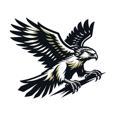 Obraz premium Wild animal bird of prey, raptor bird vector design illustration, hawk eagle falcon logo flat design template isolated on white background