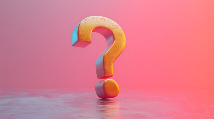 Colorful question mark, 3D, copy space, plain background