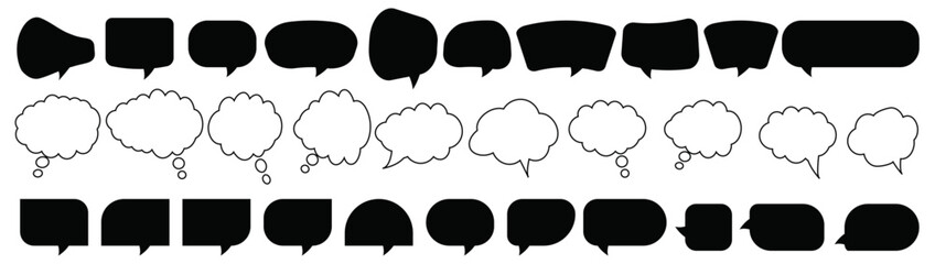 Naklejka premium Speech bubbles icon set. Talk or chat message balloon collection. Communication isolated elements.