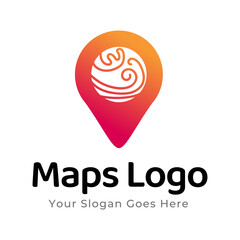 Map Pin Logo Design Element. Map pin location icon logo design