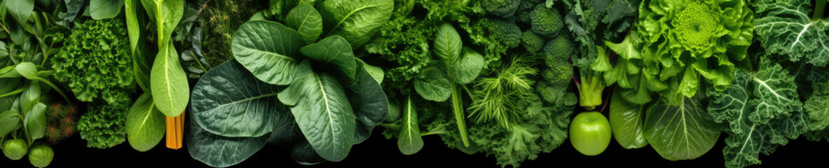 Fototapeta na wymiar Photo banner of different types of vegetable foliage and textures