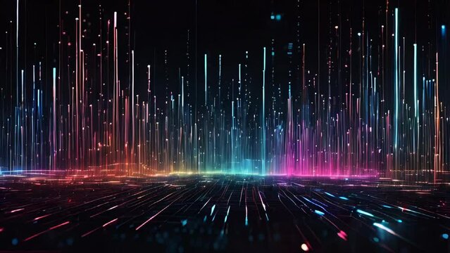digital data dot and lines of lights, smooth looping animation