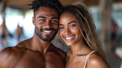 Close-up of a Happy, Fit Couple Embracing