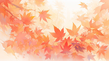 Naklejka na ściany i meble Autumn Maple Leaves in Soft Light - Generative AI
