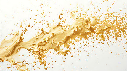 gold metallic paint splattered on flat design illustrations on white.