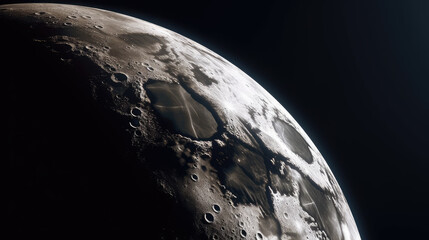 Close-Up of the Moon's Cratered Surface - Generative AI - obrazy, fototapety, plakaty