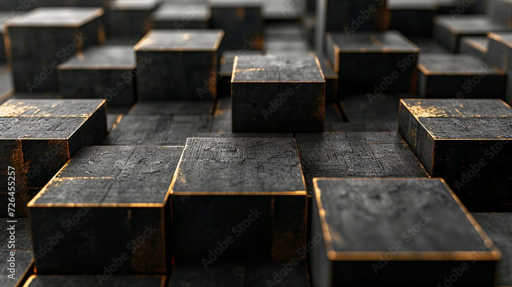 Poster modern digital abstract futuristic 3d background. geometric shapes in space. generative ai