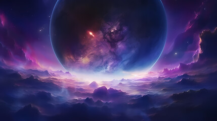 Fototapeta na wymiar Cosmic illustration showing vibrant cosmic background