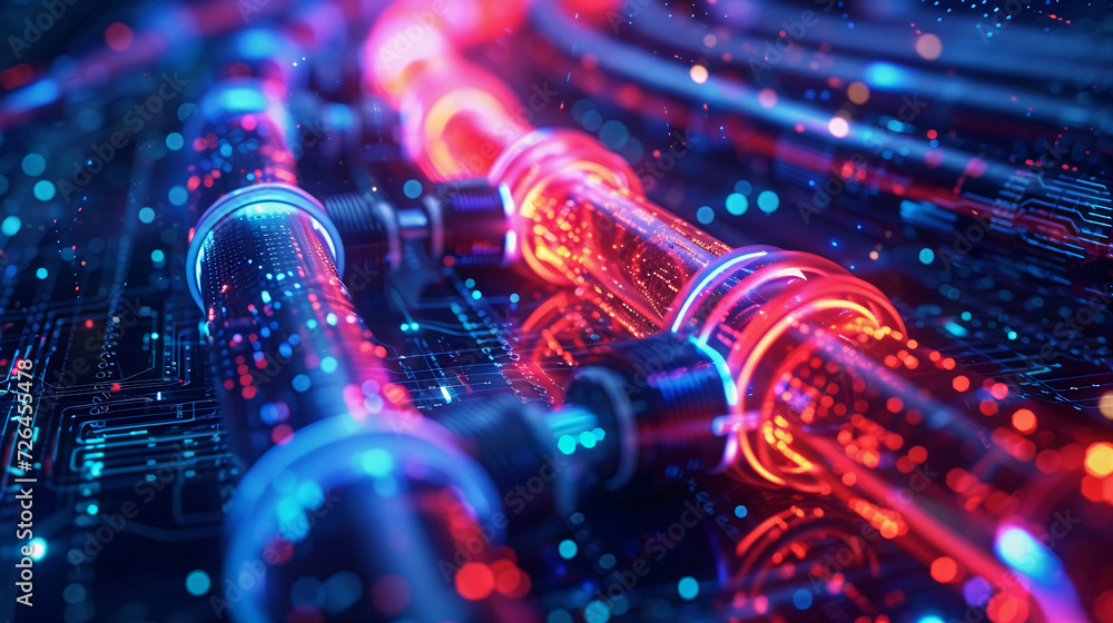 Poster abstract background glowing data cables conveying information background in the digital world. gener