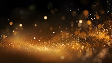 Obraz na płótnie Canvas Christmas golden luxury glitter background,, Abstract background with gold bokeh effect sparkling magical dust particles magic