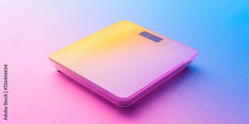 Poster a close up view of a cell phone on a vibrant pink and blue background. this image can be used for va