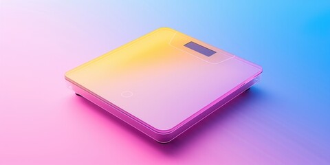 A close up view of a cell phone on a vibrant pink and blue background. This image can be used for various purposes