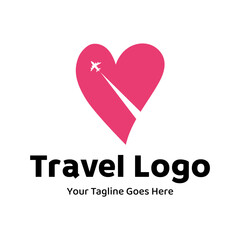 Travel Love Logo, Editable Vector Logo Template Vector. Love Trip Travel Logo Design Template