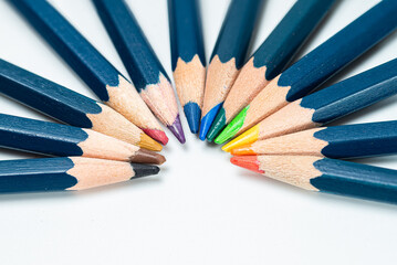 Fototapeta premium color pencils on white background