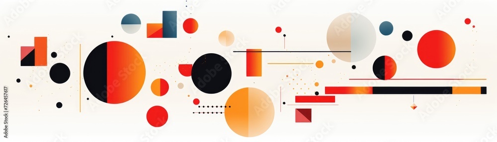 Poster banner of graphic design with simple geometric shapes. generative ai