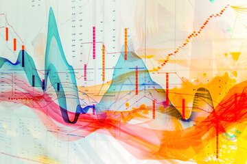 Abstract Business Graphs and charts with distorted shapes and colors, conveying the abstraction of complex business and financial concepts.