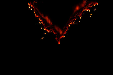 burning paper, glowing edge of paper on a black background
