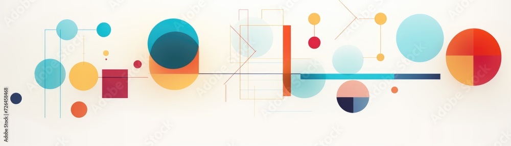 Poster banner of graphic design with simple geometric shapes. generative ai