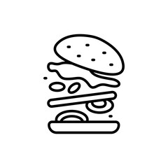 Burger outline icons, minimalist vector illustration ,simple transparent graphic element .Isolated on white background