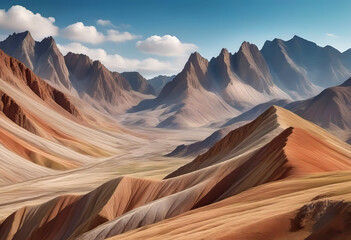 Mountain earth background with geological feel, fantastic mountains and landscapes