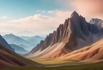 Mountain earth background with geological feel, fantastic mountains and landscapes - obrazy, fototapety, plakaty