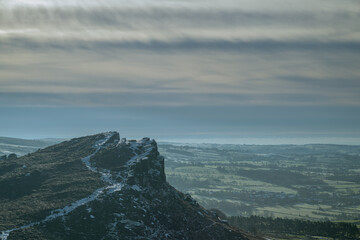 The Roaches, Staffordshire, UK. A rural Peak District winter landscape scene.