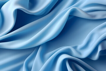 Fototapeta premium 3d render, abstract background with folded textile ruffle, blue cloth macro.