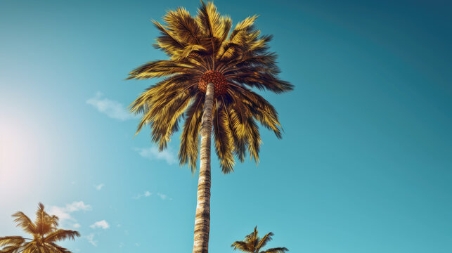 Palm Tree Under the Azure Sky - Generative AI