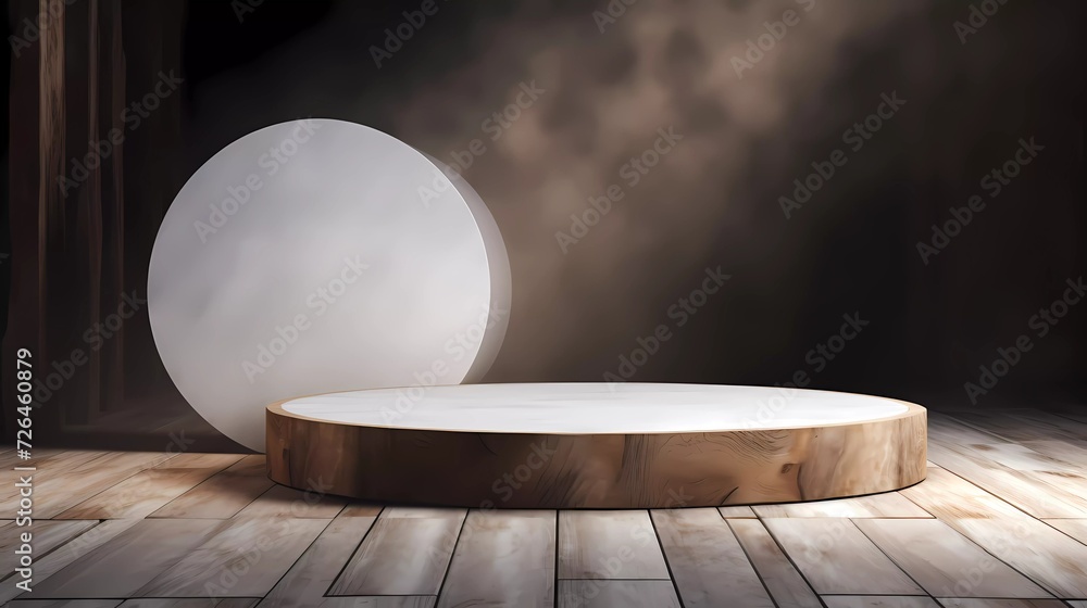 Poster 3d background the product presentation scene is created with two round podiums in white and weathere