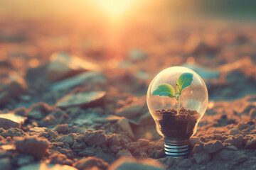 Eco-Inspiration: Plant Sprouting in a Light Bulb on Soil